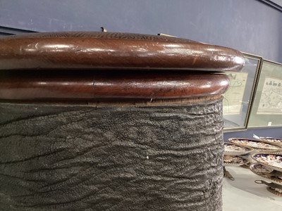 Lot 11 - AN EARLY 20TH CENTURY TAXIDERMY ELEPHANT'S FOOT STOOL