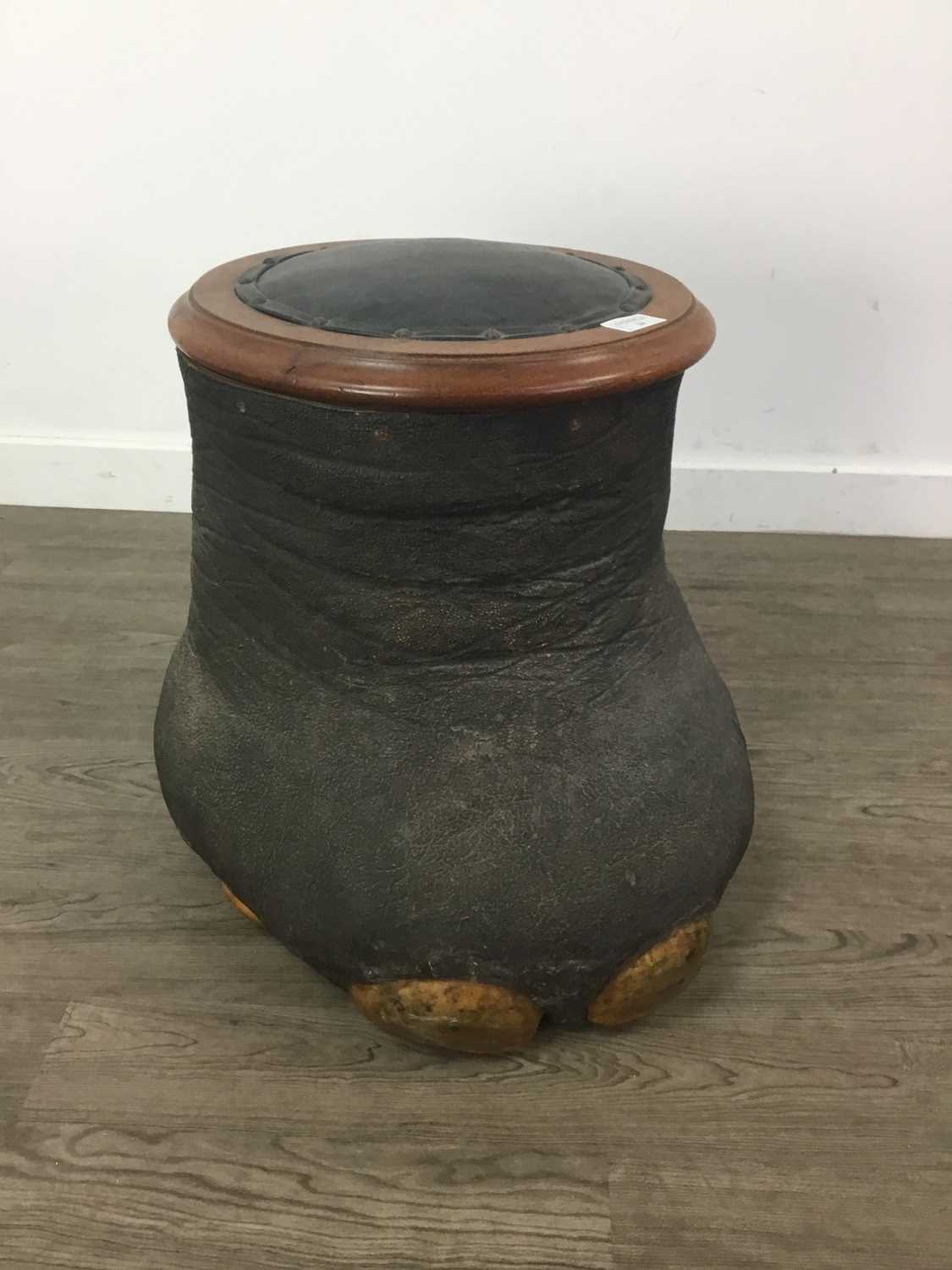 Lot 24 - AN EARLY 20TH CENTURY TAXIDERMY ELEPHANT'S FOOT STOOL