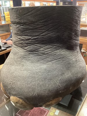 Lot 24 - AN EARLY 20TH CENTURY TAXIDERMY ELEPHANT'S FOOT STOOL