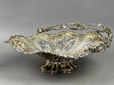 Lot 570 - A SILVER PLATED BASKET AND OTHER PLATED ITEMS