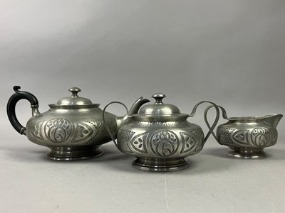 Lot 571 - A PEWTER FIVE PIECE TEA AND COFFEE SERVICE