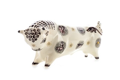 Lot 421 - ERIC RAVILIOUS AND ARNOLD MACHIN FOR WEDGWOOD, A TAURUS BULL CERAMIC SCULPTURE