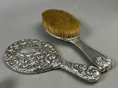 Lot 578 - A SILVER DRESSING TABLE MIRROR AND OTHER OBJECTS