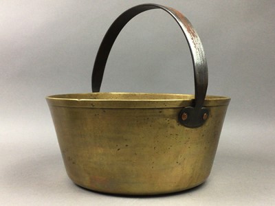 Lot 654 - A BRASS JELLY PAN AND OTHER OBJECTS