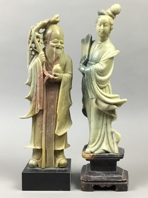Lot 40 - TWO CHINESE SOAPSTONE FIGURES