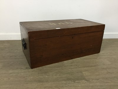 Lot 657 - AN EARLY 20TH CENTURY WOOD TRUNK AND TWO OTHERS