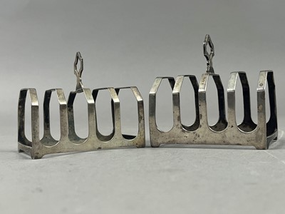 Lot 647 - TWO SILVER TOAST RACKS AND OTHER ITEMS