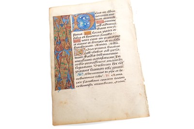 Lot 743 - A RENAISSANCE ILLUMINATED MANUSCRIPT LEAF ATTRIBUTED TO THE WORKSHOP OF JEAN COENE