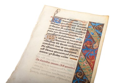 Lot 743 - A RENAISSANCE ILLUMINATED MANUSCRIPT LEAF ATTRIBUTED TO THE WORKSHOP OF JEAN COENE