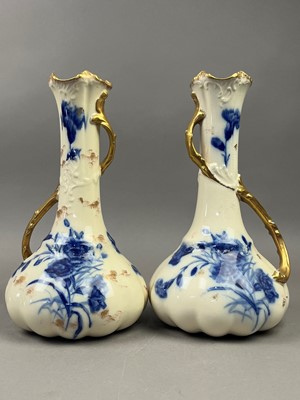 Lot 666 - A PAIR OF BLUE AND WHITE VASES AND OTHER VASES AND JUGS