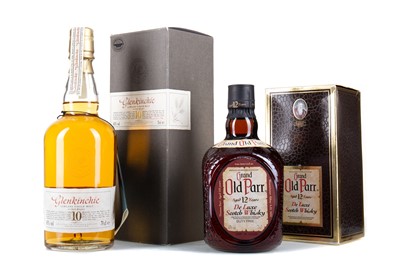 Lot 102 - GLENKINCHIE 10 YEAR OLD AND GRAND OLD PARR 12 YEAR OLD 75CL