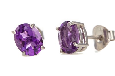 Lot 415 - A PAIR OF AMETHYST STUD EARRINGS