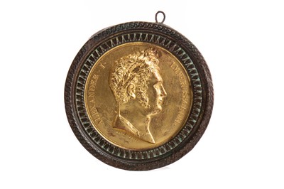 Lot 744 - A GILT METAL PORTRAIT MEDAL, EMPEROR ALEXANDER I OF RUSSIA AFTER ANDRE GALLE