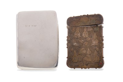 Lot 169 - A VICTORIAN SILVER CIGARETTE CASE AND CARD CASE