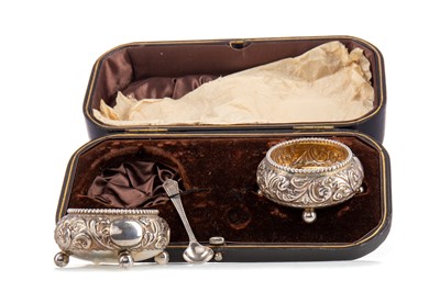 Lot 170 - A PAIR OF VICTORIAN SILVER OPEN SALTS