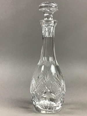 Lot 129 - A CRYSTAL DECANTER AND OTHER CRYSTAL AND GLASS WARE