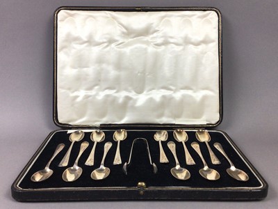 Lot 91 - A SET OF TWELVE SILVER TEASPOONS AND OTHERS