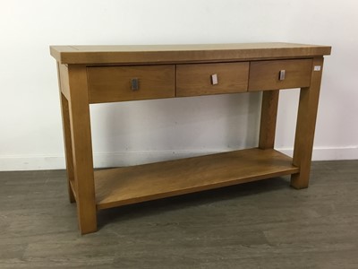 Lot 146 - A MODERN OAK HALL TABLE AND ANOTHER