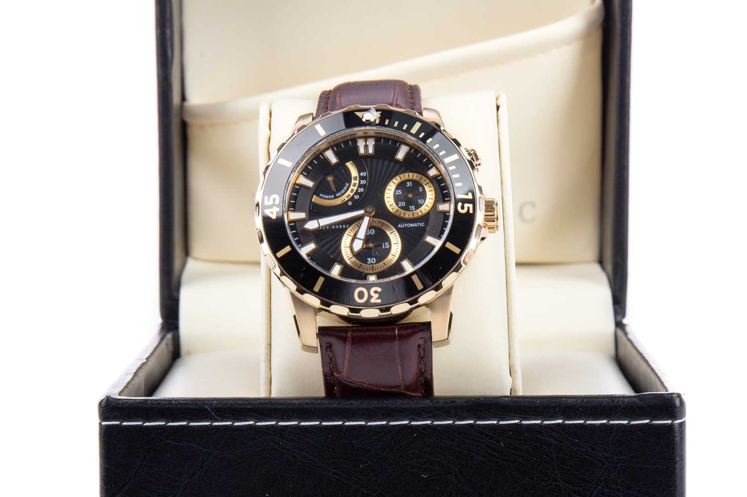 Lot 841 - A GENTLEMAN'S KLAUS KOBEC GOLD PLATED AUTOMATIC WRIST WATCH