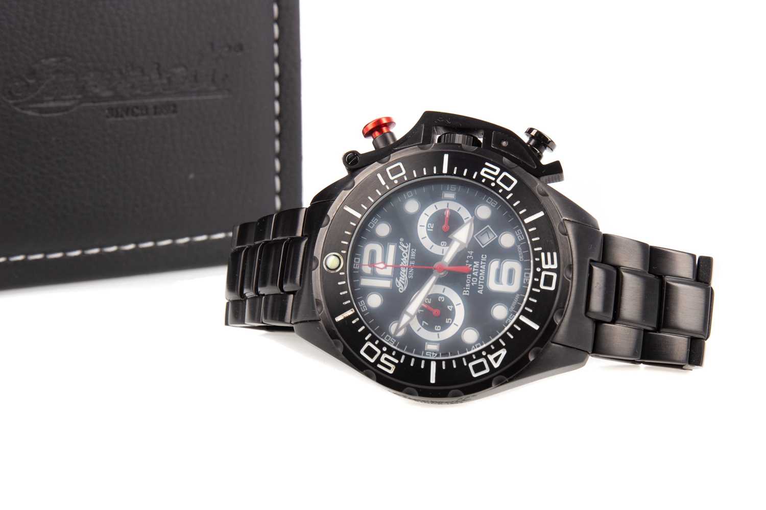Lot 843 - A GENTLEMAN'S INGERSOLL BISON NO 34 PVD COATED STAINLESS STEEL AUTOMATIC WRIST WATCH