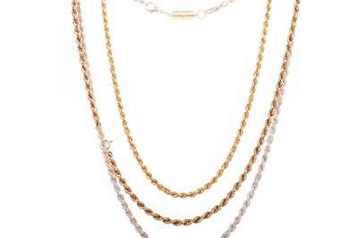 Lot 705 - TWO NINE CARAT GOLD ROPETWIST CHAINS