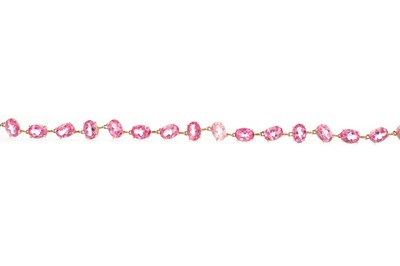 Lot 715 - A PINK GEM SET BRACELET