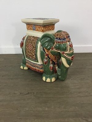 Lot 153 - A CERAMIC ELEPHANT VERANDAH SEAT