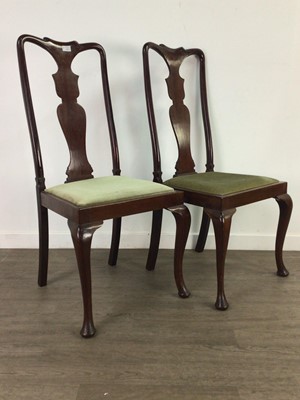 Lot 316 - FOUR MAHOGANY HIGH BACK SINGLE CHAIRS AND AN EDWARDIAN MAHOGANY BUREAU