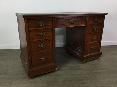 Lot 164 - A LATE VICTORIAN WALNUT PEDESTAL WRITING DESK