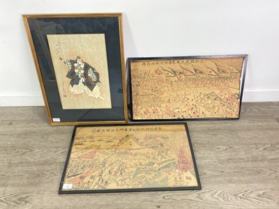 Lot 1289 - A PAIR OF JAPANESE PRINTS AND A FURTHER WOODBLOCK-TYPE PRINT