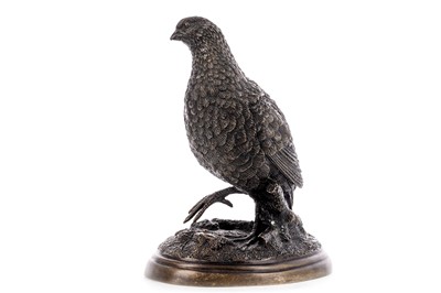 Lot 471 - A BRONZE ANIMALIER STUDY OF A GROUSE AFTER MENE