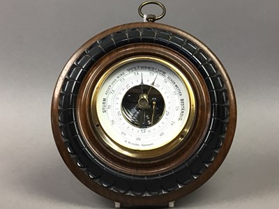 Lot 190 - A CIRCULAR  BAROMETER AND TWO FOOTSTOOLS