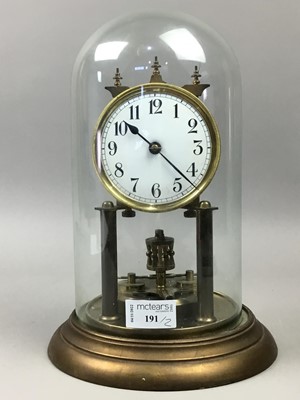 Lot 191 - A BRASS CLOCK AND A CARRIAGE CLOCK