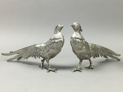 Lot 192 - A PAIR OF SILVER PLATED PHEASANTS AND OTHER ITEMS