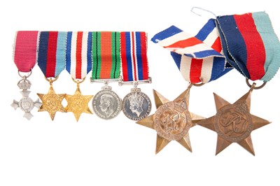 Lot 16 - SEVEN WWII SERVICE MEDALS, ALONG WITH A SET OF MINIATURES
