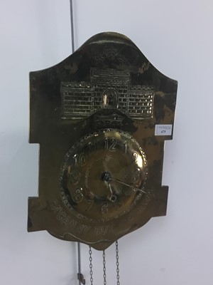 Lot 475 - AN ARTS & CRAFTS BRASS WALL CLOCK