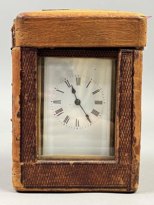 Lot 183 - A BRASS CARRIAGE CLOCK AND ANOTHER