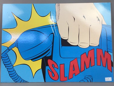 Lot 97 - A LARGE ‘SLAMM’ SIGN, GUITAR AND FIGURES