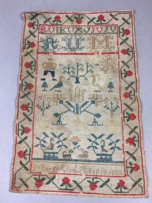 Lot 216 - A MID 19TH CENTURY NEEDLEWORK SAMPLER