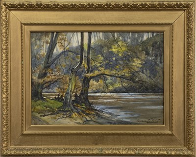 Lot 289 - RIVER SCENE, A WATERCOLOUR BY J A HENDERSON TARBET