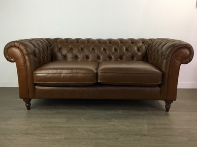 Lot 262 - A TAN LEATHER CHESTERFIELD SETTEE