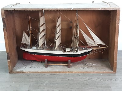 Lot 36 - A MODEL OF A THREE MASTED SAILING VESSEL