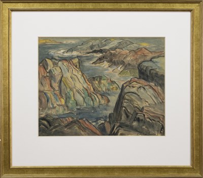 Lot 301 - COASTAL SCENE, A WATERCOLOUR BY PENELOPE BEATON