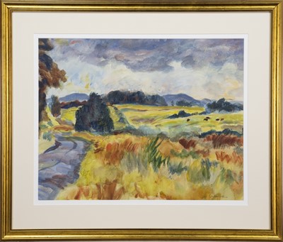 Lot 299 - SCOTTISH LANDSCAPE, A WATERCOLOUR BY DONALD MOODIE