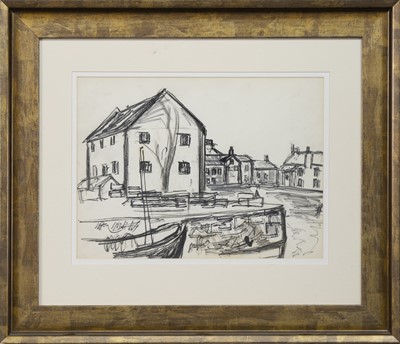 Lot 296 - PORT STUDY, A CHARCOAL BY SIR WILLIAM MACTAGGART