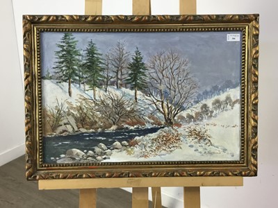 Lot 386 - WINTER IN GLEN FRUIN, AN OIL BY R THOMSON