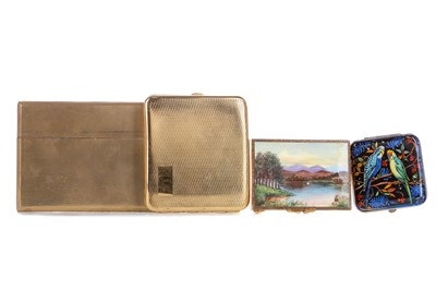 Lot 186 - TWO GILT METAL CIGARETTE CASES WITH TWO COMPACTS