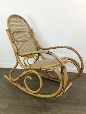 Lot 281 - A MID CENTURY CANE ROCKING CHAIR