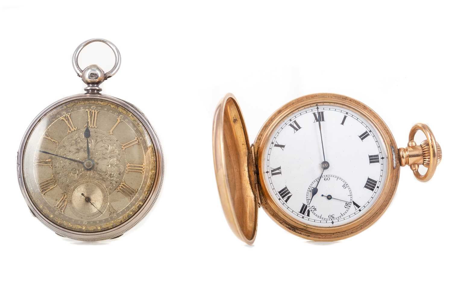 Lot 895 - A ROLEX GOLD PLATED POCKET WATCH ALONG WITH A VICTORIAN SILVER POCKET WATCH