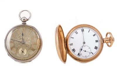Lot 895 - A ROLEX GOLD PLATED POCKET WATCH ALONG WITH A VICTORIAN SILVER POCKET WATCH